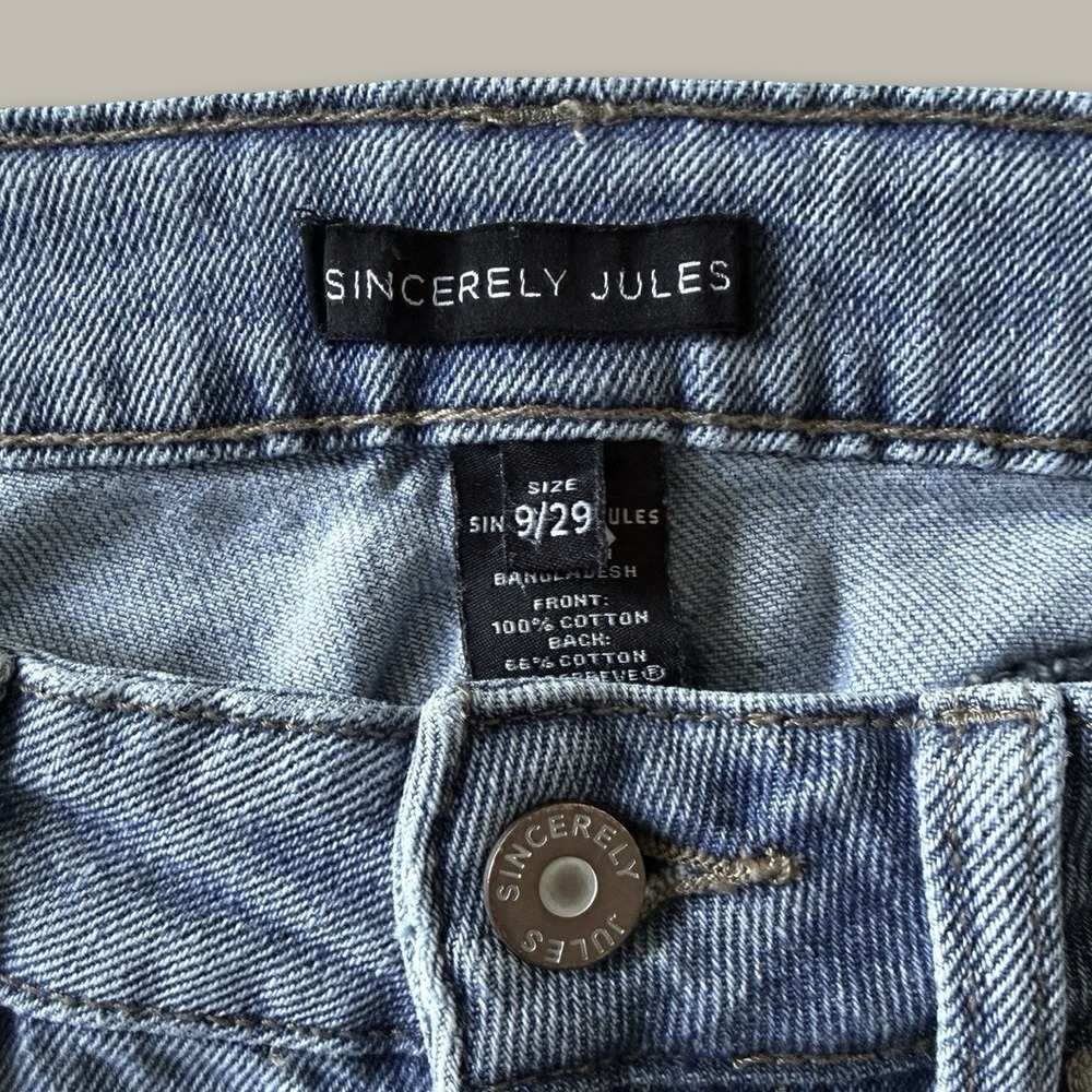 Sincerely Jules Baggy Y2K Wide Leg Jeans 9/29 Light Wash Side Slit High Rise - Picture 5 of 7